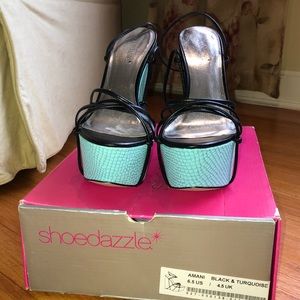 Black & Turquoise Heels
